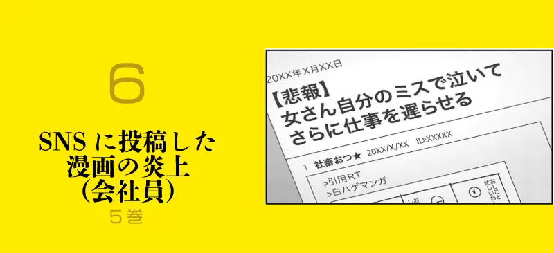 6.SNSに投稿した漫画の炎上（会社員）のイメージ