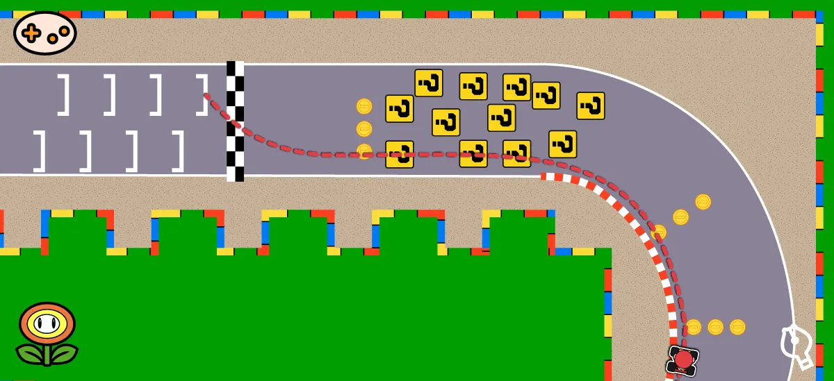 マリオサーキット3第一コーナー攻略ポイント