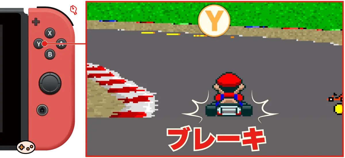スーパーマリオカートのブレーキの操作