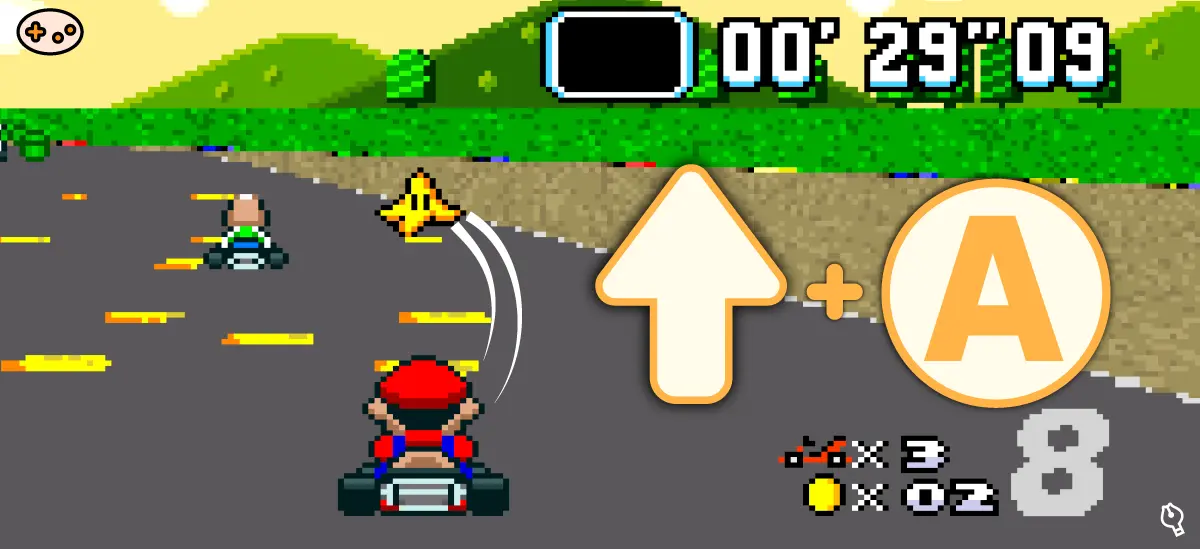 スーパーマリオカートのバナナを投げる画面