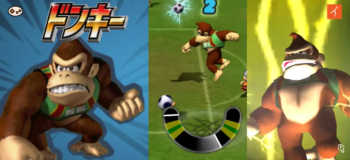 『スーパーマリオストライカーズ』のドンキーの必殺技ゲーム画面