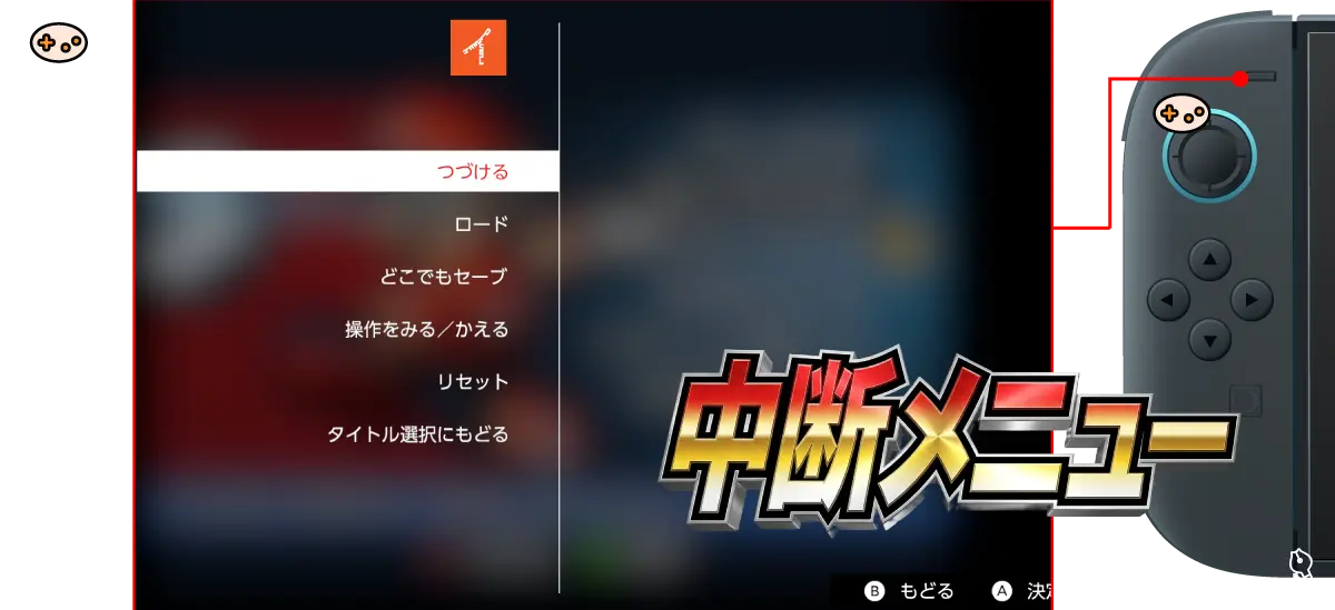 スイッチ2-ボタンでの操作とその対応するゲーム画面