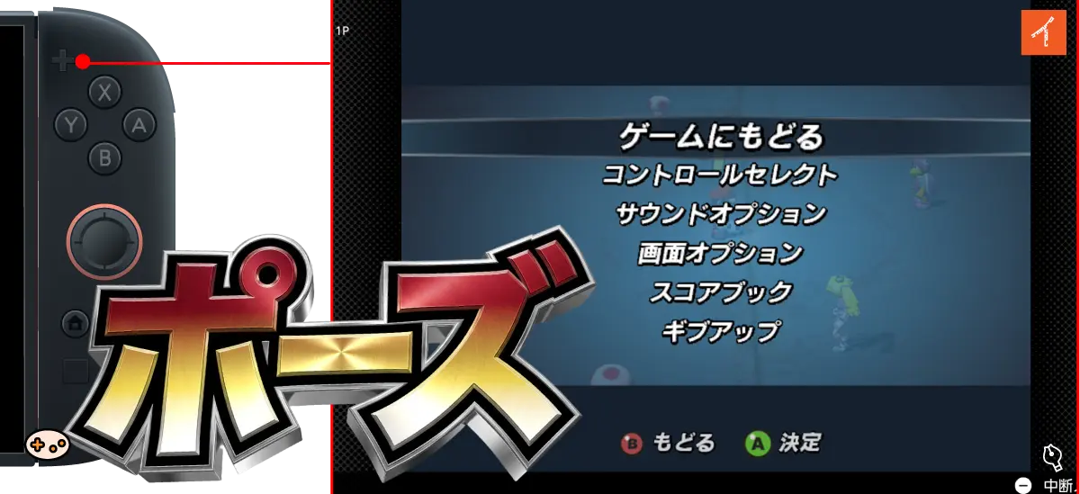 スイッチ2+ボタンでの操作とその対応するゲーム画面