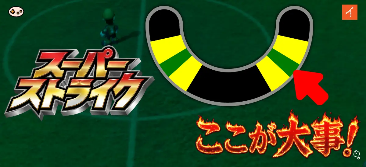 『スーパーマリオストライカーズ』のスーパーストライクゲージのコツ図解