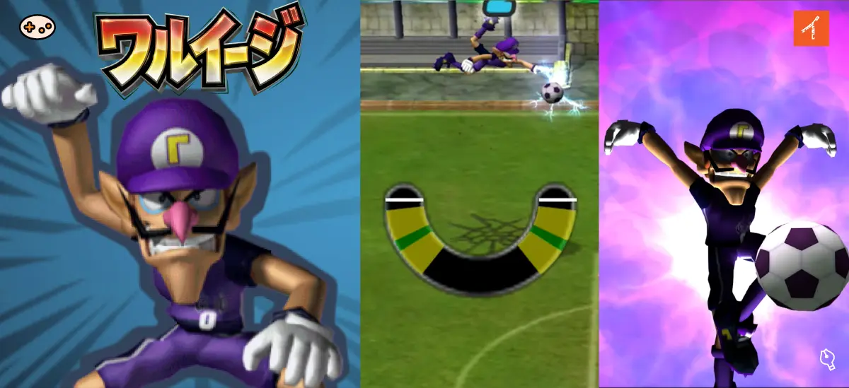 『スーパーマリオストライカーズ』のワルイージの必殺技ゲーム画面