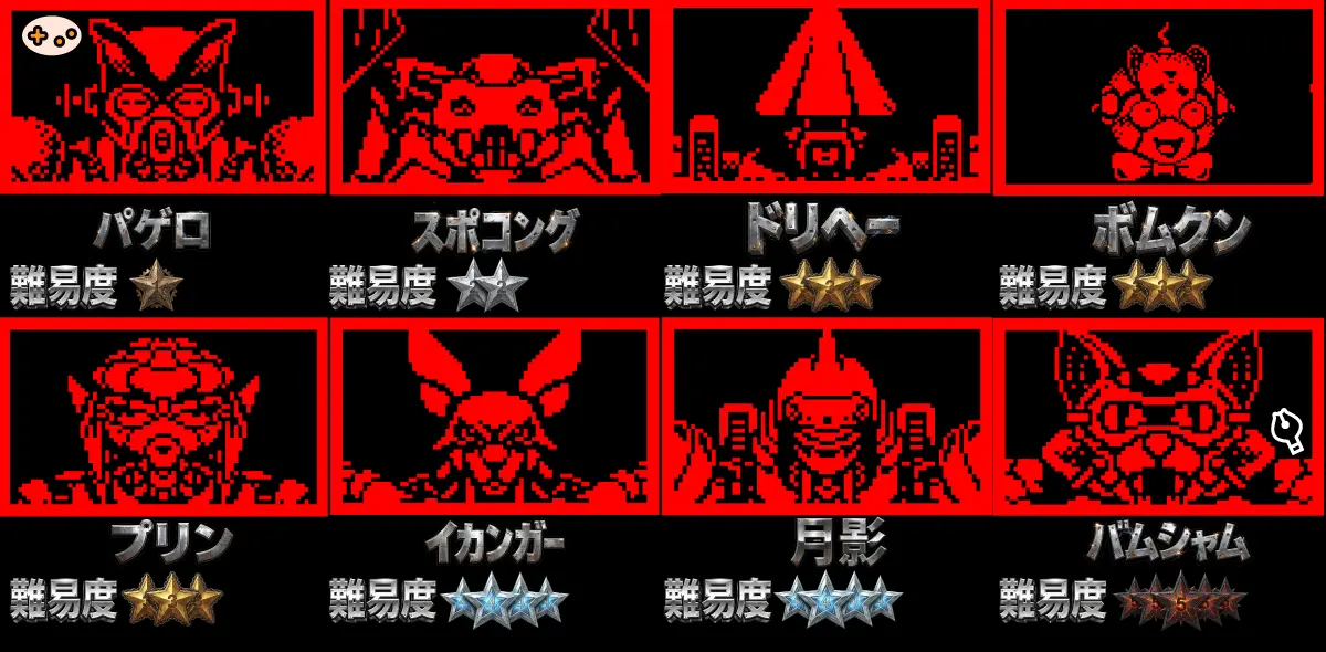 テレロボクサー全8体のボス弱点一覧インフォグラフィック。各ボスの顔アイコン・弱点・推奨戦術・難易度を円形配置で視覚化