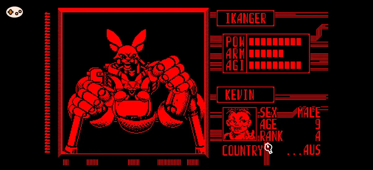 テレロボクサー イカンガーの全身立ち絵。 イカンガー　カンガルー型ロボット