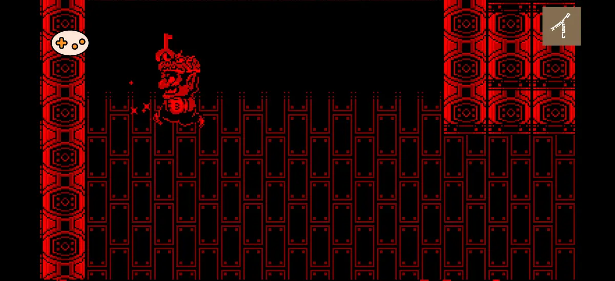 バーチャルボーイワリオランド ステージ11 滝ステージ序盤ゲーム画面