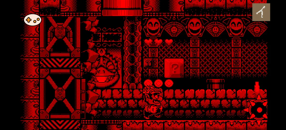 バーチャルボーイワリオランド ステージ13 神殿ステージ序盤ゲーム画面