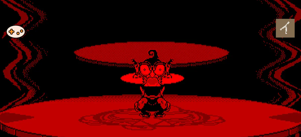 ステージ 14のマップ構造。小部屋で中ボス「ガード」を倒し、ボスアリーナでデーモンヘッドと戦う