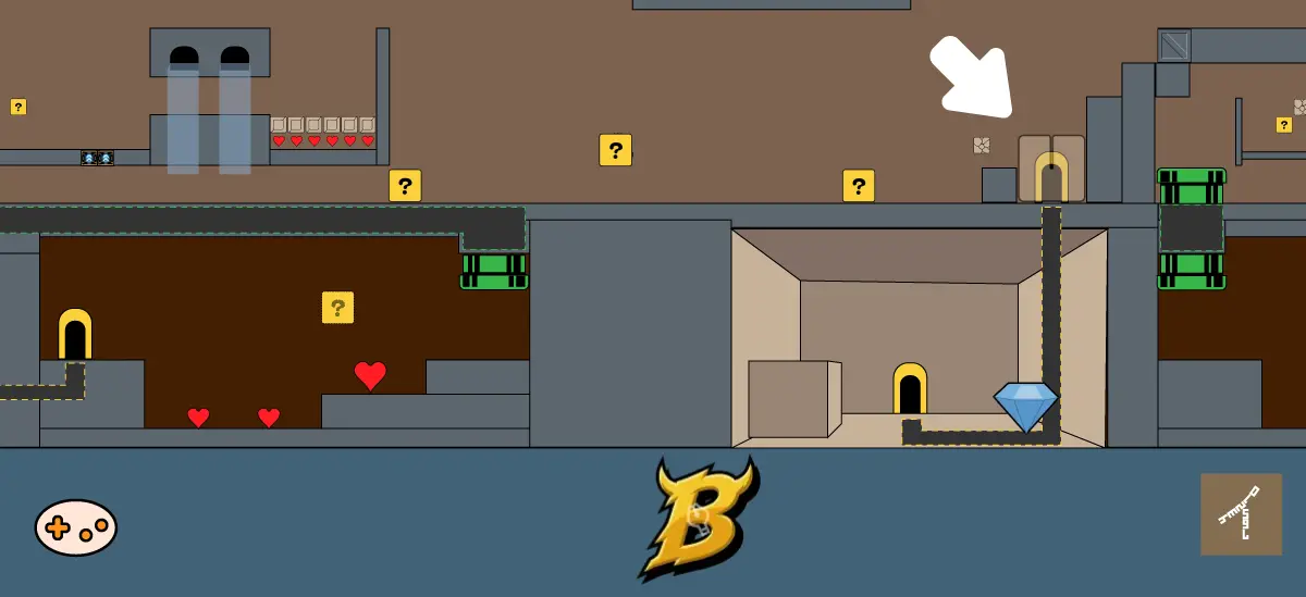 バーチャルボーイワリオランド ステージ2 ダイヤ部屋までのBエリアの階段状のブロック マップ画面