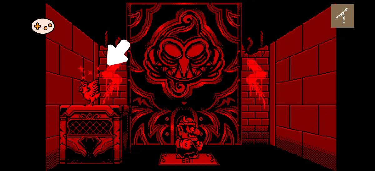 バーチャルボーイワリオランド ステージ3 水中ステージ宝物「ニワトリ」のあるゲーム画面