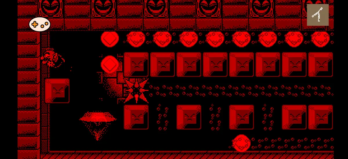 バーチャルボーイワリオランド ステージ6 滝ステージ序盤ゲーム画面