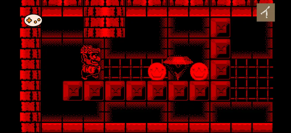 バーチャルボーイワリオランド ステージ7 滝ステージ序盤ゲーム画面