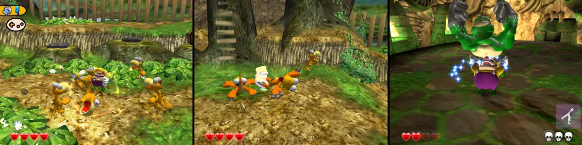 ワリオワールドのパワフルアクションシーンのゲーム画面