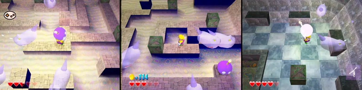 ワリオワールドのおしおき部屋ゲーム画面。