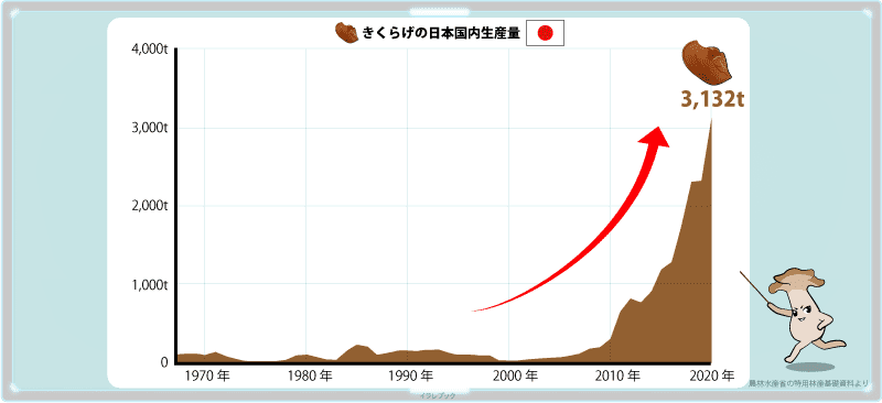 きくらげの日本国内生産量
